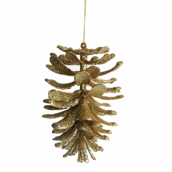 Pinecones And Acorns | Gold Glitter Faux Hanging Pinecone Pinecones And Acorns Pinecones And Acorns