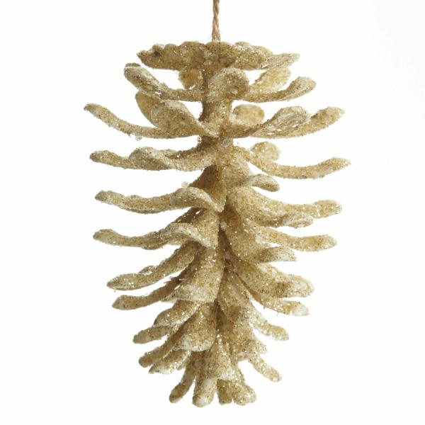 Pinecones And Acorns | Ivory Glitter Faux Hanging Pinecone Pinecones And Acorns Pinecones And Acorns