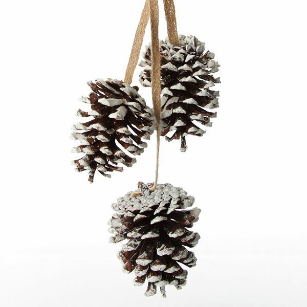 Pinecones And Acorns | Natural Snow Tipped Pine Cone Drop Trio Pinecones And Acorns Pinecones And Acorns