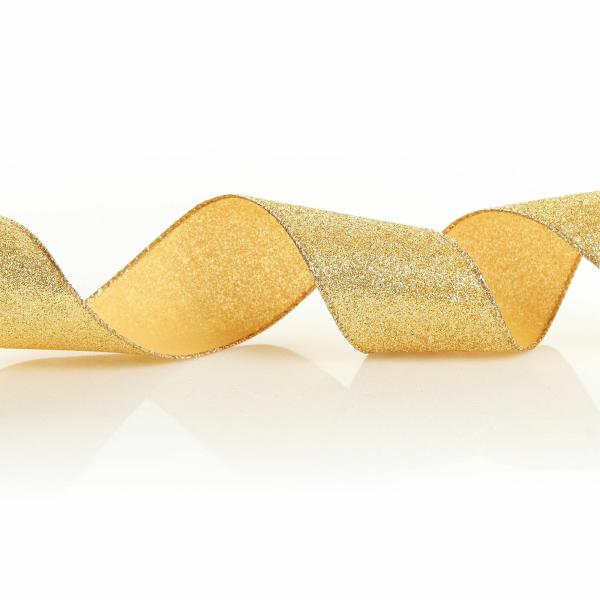 Ribbons | Gold Sparkle Glitter Ribbon Wired Edge – 6.3Cm Craft Ribbons