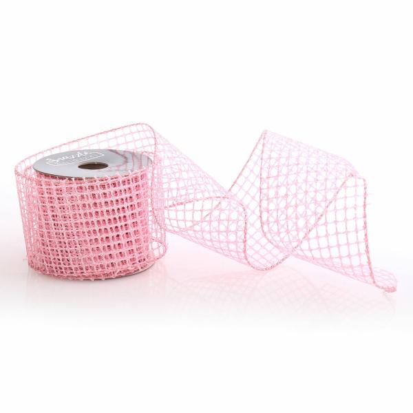 Ribbons | Pink Glitter Mesh Wired Ribbon Craft Ribbons