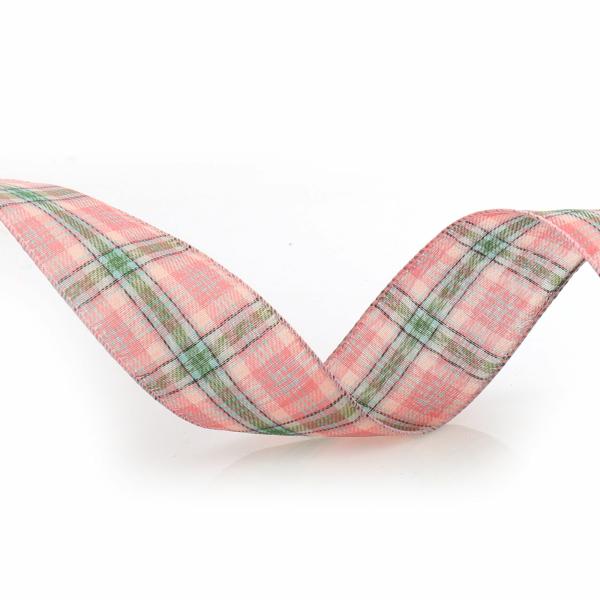 Ribbons | Pink Plaid Wired Ribbon Craft Ribbons