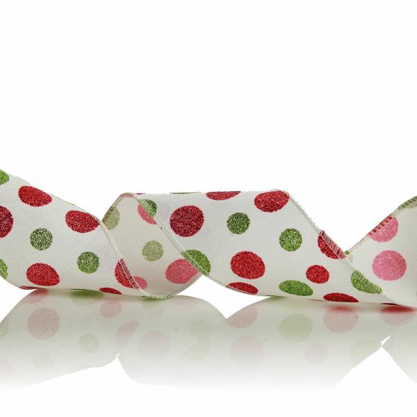 Ribbons | Red And Green Dots Wired Christmas Ribbon – 6.3Cm Craft Ribbons