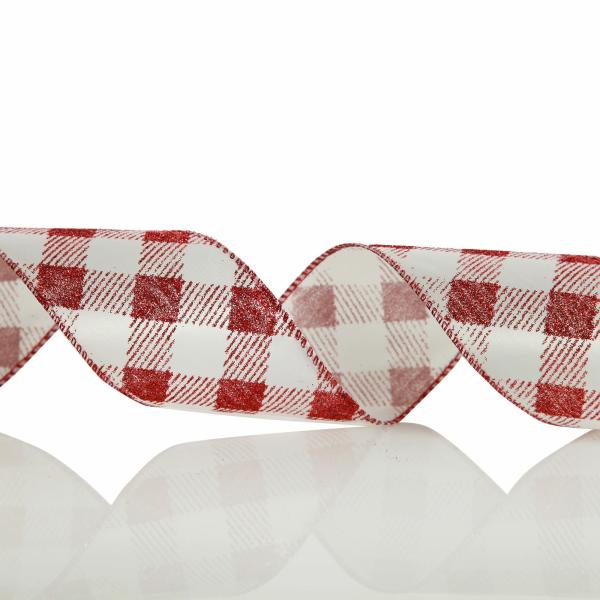 Ribbons | Red And White Gingham Pattern Wired Christmas Ribbon – 6.3Cm Craft Ribbons