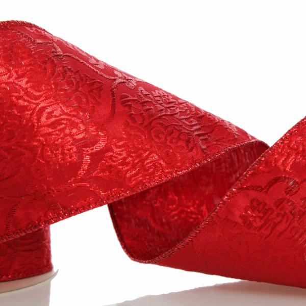 Ribbons | Red Jacquard Ribbon Tree Garland Ribbons