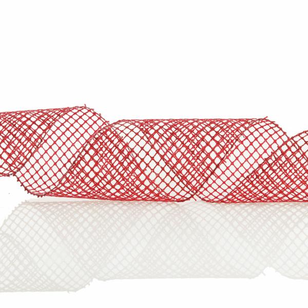 Ribbons | Red Mesh Wired Christmas Ribbon Garland Craft Ribbons