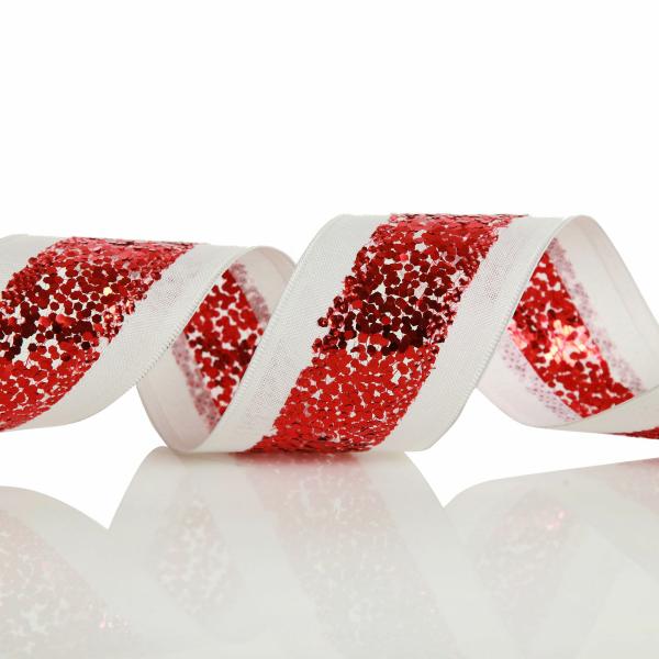 Ribbons | Red Sequin Wired Christmas Ribbon – 6.3Cm Craft Ribbons