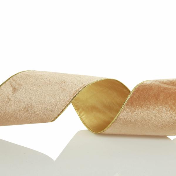 Ribbons | Reversible Gold Velour And Satin Wired Christmas Ribbon Garland Craft Ribbons