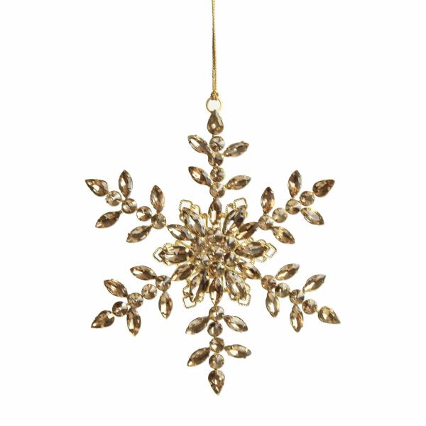 Snowflakes And Stars | Amber Crystal Snowflake Tree Decoration Christmas Tree Decorations Christmas Tree Decorations