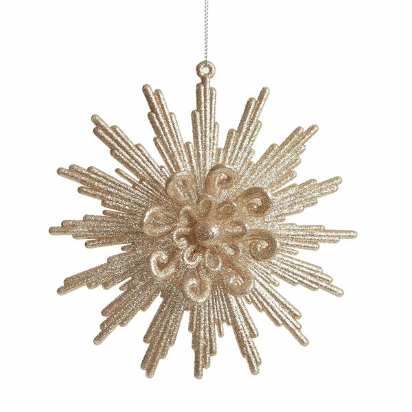 Snowflakes And Stars | Champagne Glitter Starburst Christmas Tree Decoration Snowflakes And Stars Snowflakes And Stars