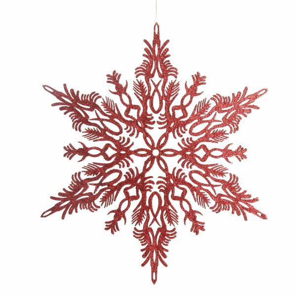 Snowflakes And Stars | Intricate Red Hanging Snowflake Decoration Snowflakes And Stars Snowflakes And Stars