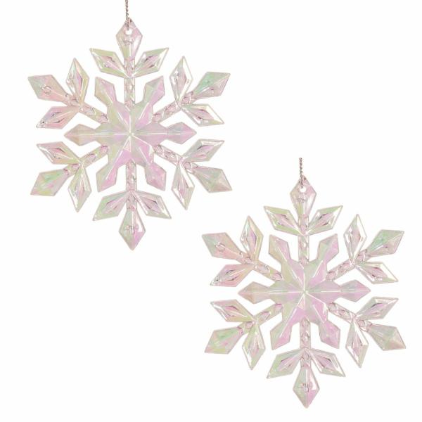 Snowflakes And Stars | Iridescent Snowflake Christmas Decoration – Set Of 2 Snowflakes And Stars Snowflakes And Stars