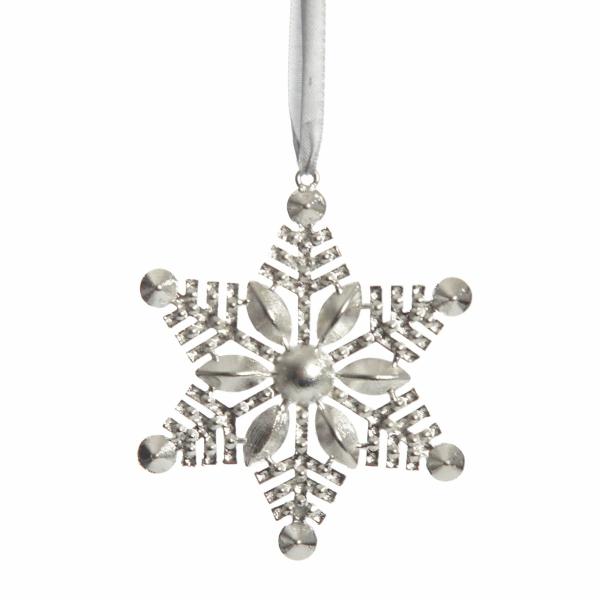 Snowflakes And Stars | Silver Glitter Snowflake With Diamonte Tree Decoration Snowflakes And Stars Snowflakes And Stars