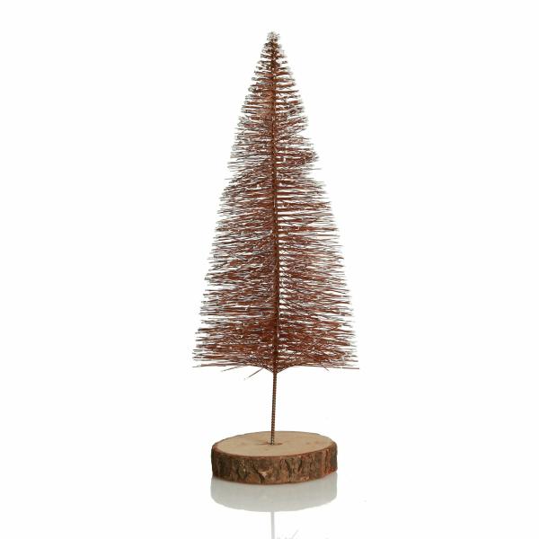 Table Top Christmas Trees | Copper Wire Christmas Tree With Wood Base – 28Cm (H) Florals Table Top Christmas Trees