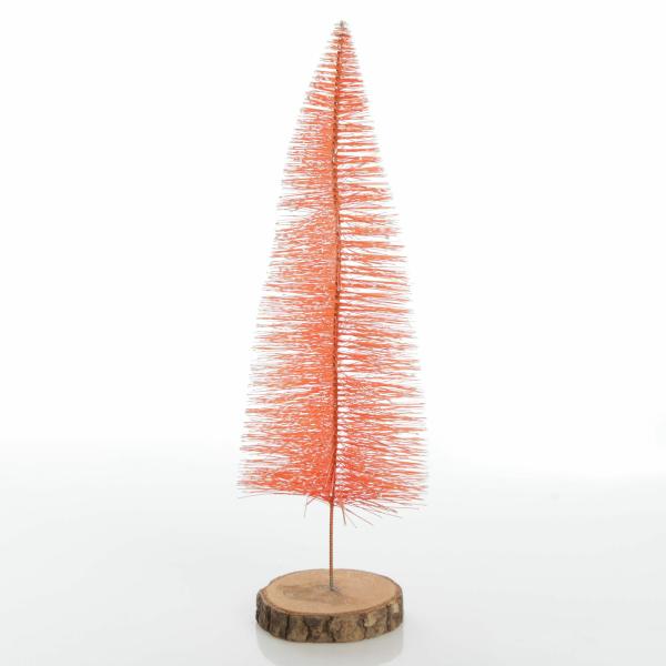 Table Top Christmas Trees | Medium Apricot Wire Christmas Tree With Wood Base – 32Cm (H) Florals Table Top Christmas Trees