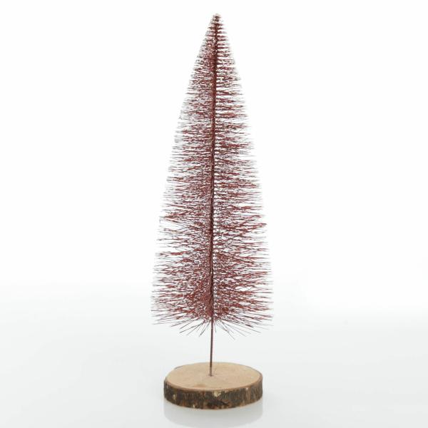 Table Top Christmas Trees | Medium Burgundy Wire Christmas Tree With Wood Base – 32Cm (H) Florals Table Top Christmas Trees