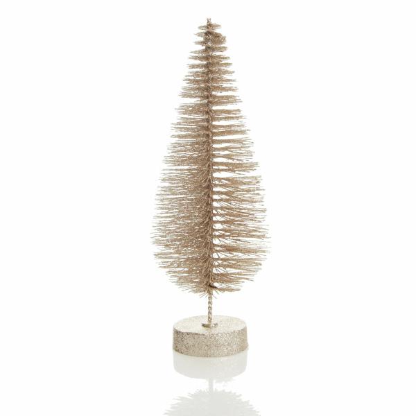 Table Top Christmas Trees | Medium Champagne Glitter Bottle Brush Christmas Tree – 30Cm (H) Florals Table Top Christmas Trees