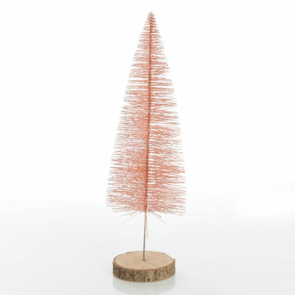 Table Top Christmas Trees | Medium Coral Wire Christmas Tree With Wood Base – 32Cm (H) Florals Table Top Christmas Trees