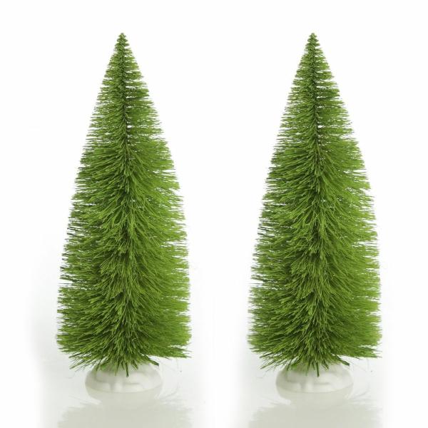 Table Top Christmas Trees | Small Lime Bottle Brush Tree – Set Of 2 – 22Cm (H) Florals Table Top Christmas Trees