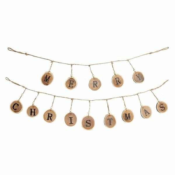 Tree Garlands | Natural Wood Merry Christmas Garland Tree Decorations Tree Garlands