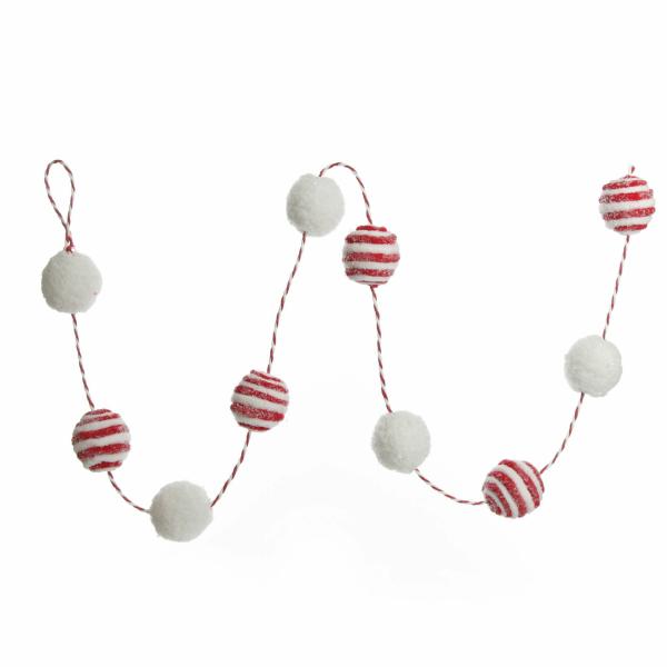 Tree Garlands | Red And White Candy Cane Stripe Ball Garland Tree Decorations Tree Garlands