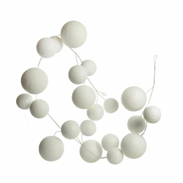 Tree Garlands | White Snowball Christmas Garland – 167Cm Tree Decorations Tree Garlands