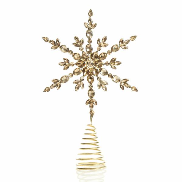 Tree Toppers | Elegant Amber Crystal Snowflake Tree Topper Tree Decorations Tree Toppers