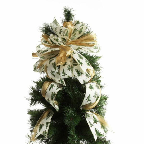 Tree Toppers | Snowy Tree Topper Deluxe Tree Topper Bow With Streamers Tree Decorations Tree Toppers