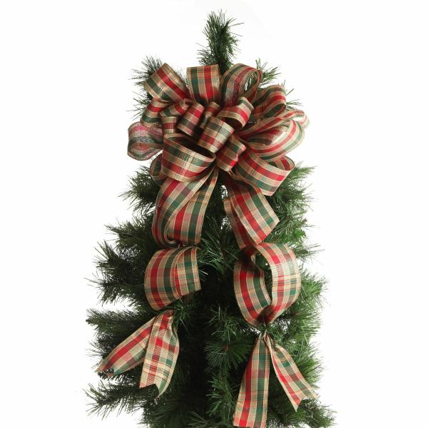 Tree Toppers | Traditional Tartan Deluxe Tree Topper Bow With Streamers Tree Decorations Tree Toppers