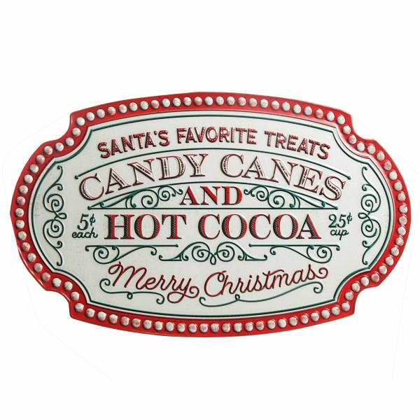 Wall Hangings And Signs | Candy Canes And Hot Cocoa Retro Metal Christmas Sign Decor Wall Hangings And Signs