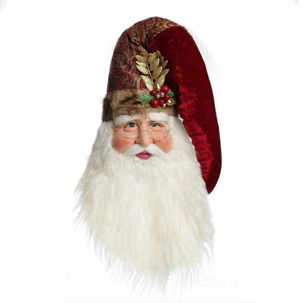 Wall Hangings And Signs | Large Santa Head With Burgundy Hat Christmas Wall Hanging Decor Wall Hangings And Signs