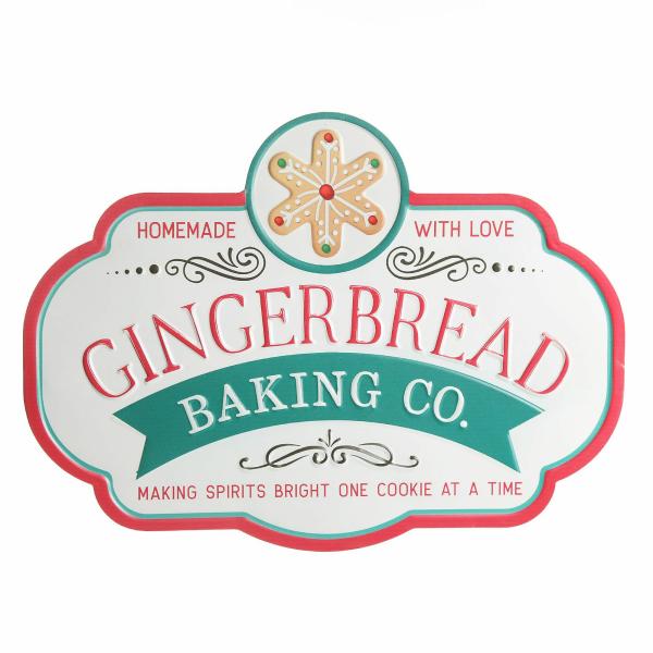 Wall Hangings And Signs | Retro Metal Gingerbread Baking Co Christmas Wall Sign Decor Wall Hangings And Signs