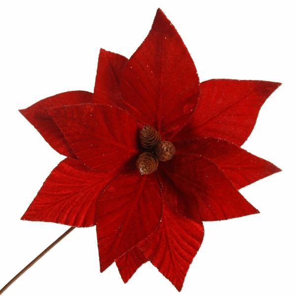 Christmas Flowers | Burgundy Velvet Poinsettia Flower Stem Christmas Flowers Christmas Flowers