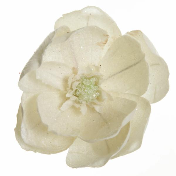 Christmas Flowers | Ivory Glitter Sprinkled Magnolia Flower Clip Christmas Flowers Christmas Flowers