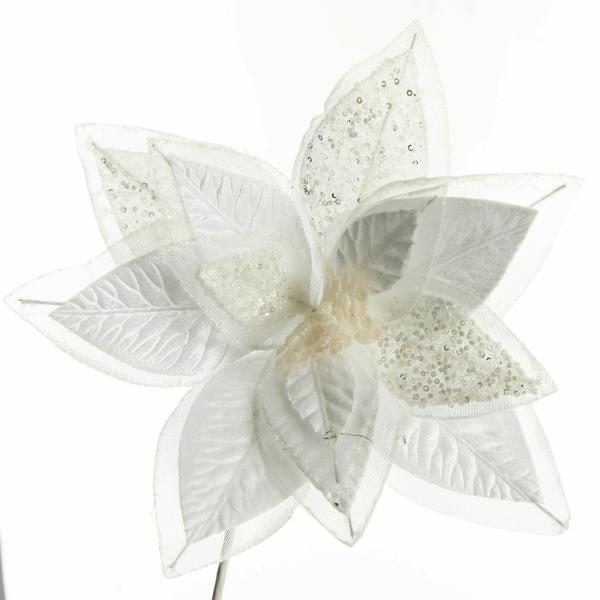 Christmas Flowers | Mixed Petal White Poinsettia Flower Stem Christmas Flowers Christmas Flowers