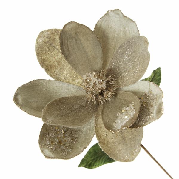 Christmas Flowers | Sage Mixed Petal Magnolia Flower Stem With Beads Christmas Flowers Christmas Flowers