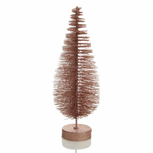 Table Top Christmas Trees | Medium Rose Gold Glitter Bottle Brush Christmas Tree – 30Cm (H) Florals Table Top Christmas Trees