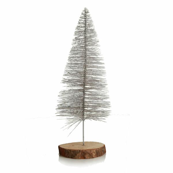 Table Top Christmas Trees | White Wire Christmas Tree With Wood Base – 28Cm (H) Florals Table Top Christmas Trees