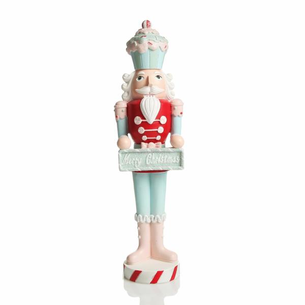 Christmas Nutcrackers | Pastel Nutcracker Ornament Holding Merry Christmas Sign – 38Cm(H) Ornaments Christmas Figurines