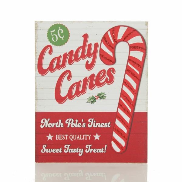 Wall Hangings And Signs | Retro Candy Cane Christmas Wall Box Sign Decor Wall Hangings And Signs